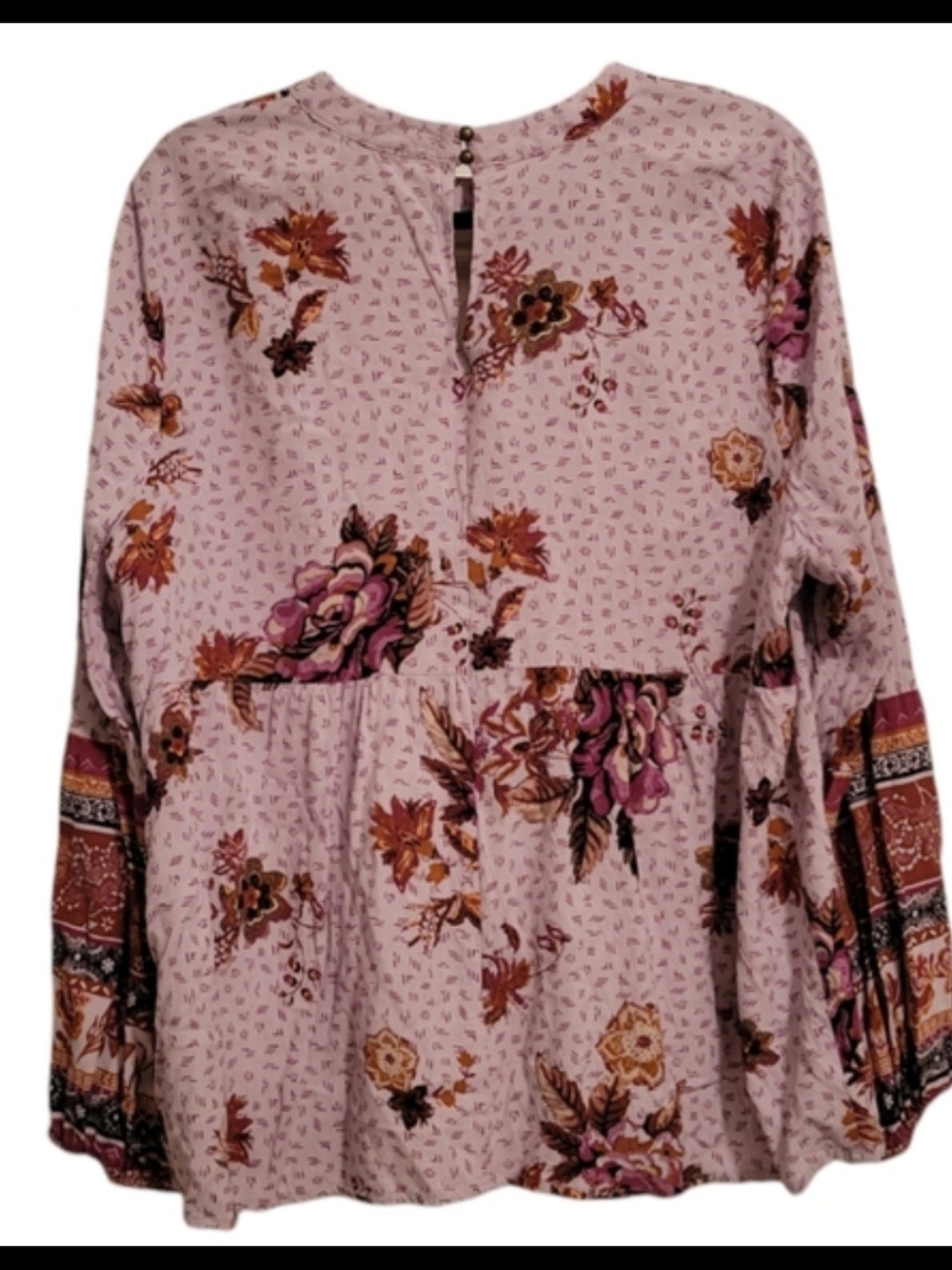 Maurices Pink Floral V-Neck Boho Tunic, Sz 0x - Picture 2 of 8